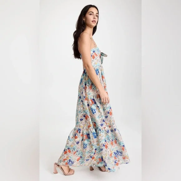 Zimmermann - Clover Tie Front Midi Dress Topaz Peony Floral US 8 / AU 2 / Medium - Picture 9 of 16